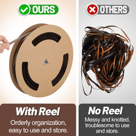 Biggun rattan repair material closeup in dark brown for color matching.