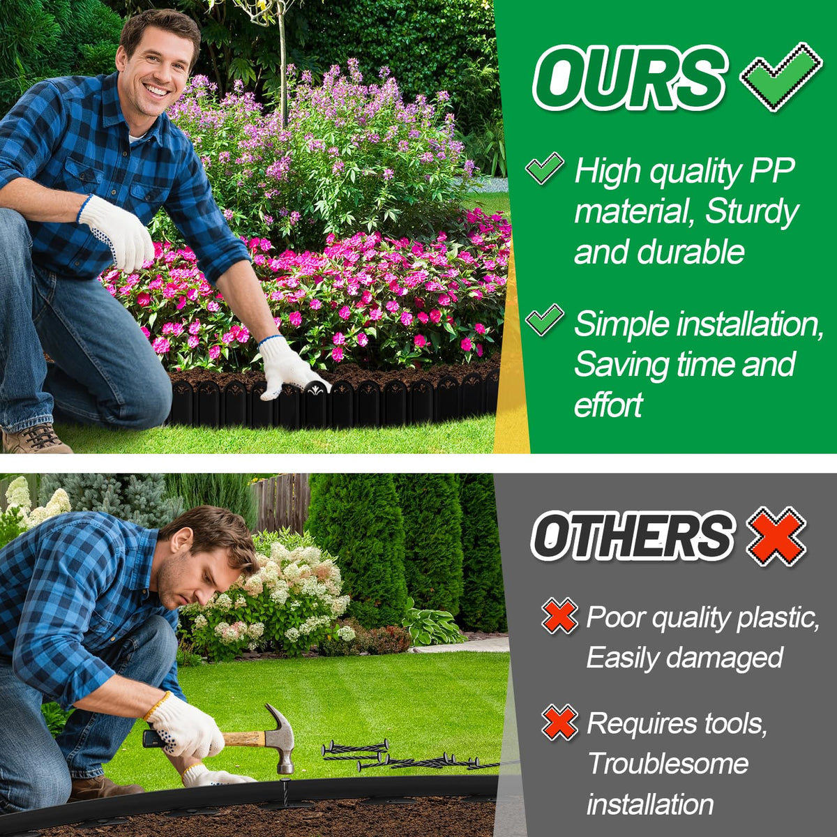 Bigmeta 23-piece splicable border enables flexible, custom garden layouts.