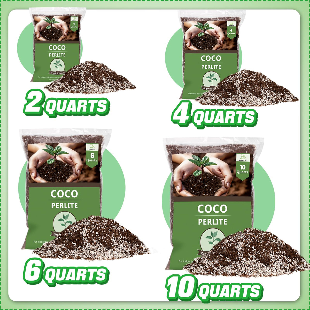 Bigmeta Coco Coir Perlite Mix supports container garden projects