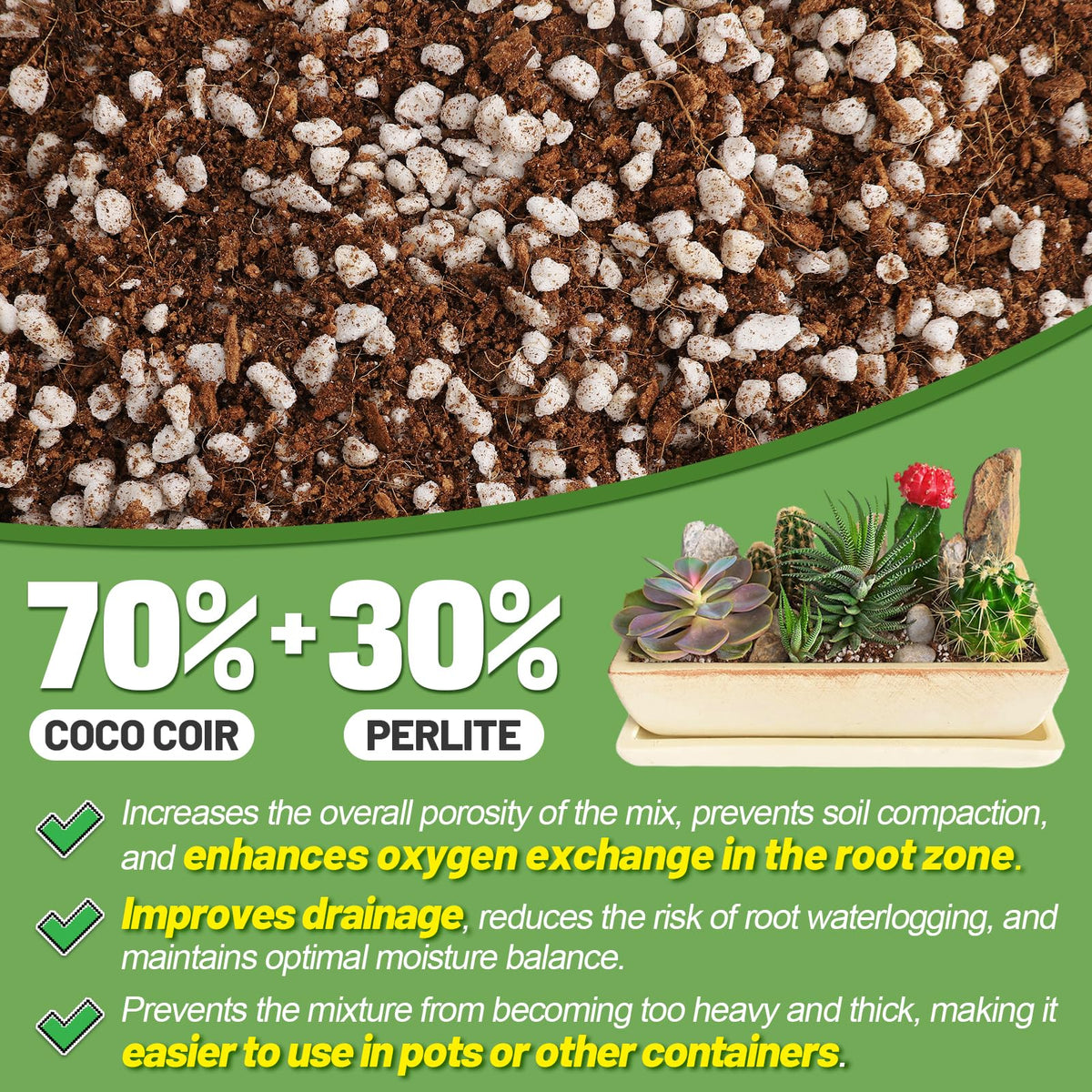 Bigmeta Coco Coir Perlite Mix retains moisture for healthier roots