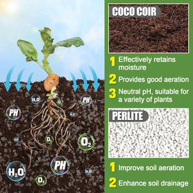 Texture close-up of Bigmeta Coco Coir Perlite Mix showing airy granules