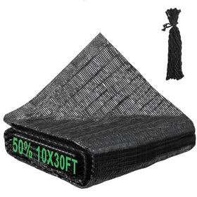 Bigmeta Cuttable Shade Cloth 10x30ft – 50% UV-Resistant Mesh Tarp with Rope for Garden, Patio & Greenhouse