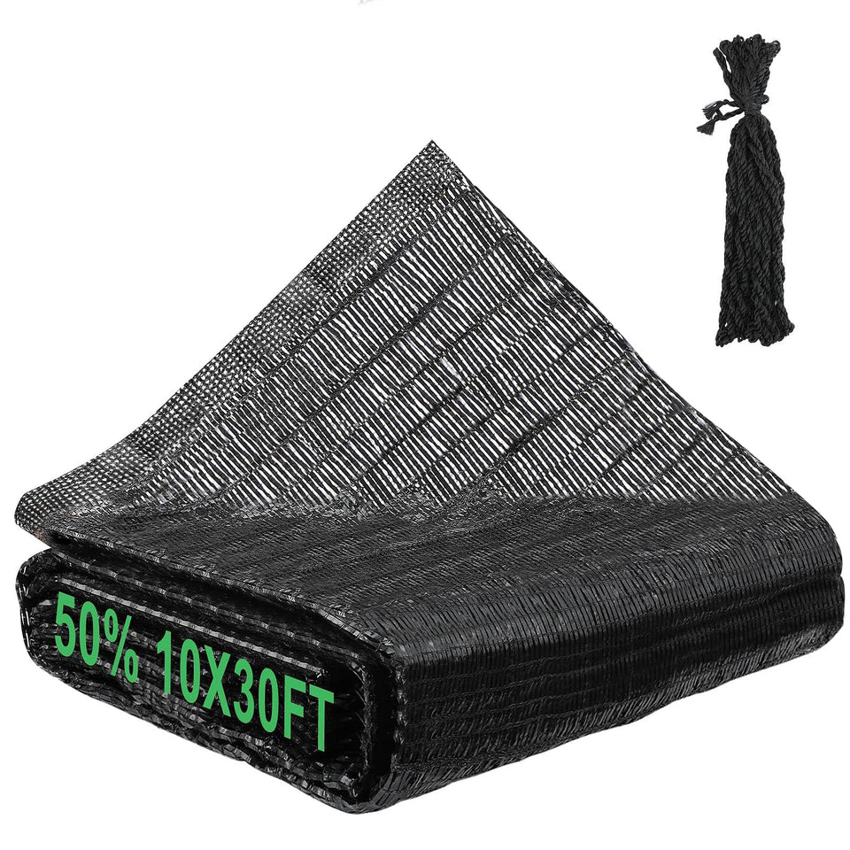 Bigmeta Cuttable Shade Cloth 10x30ft – 50% UV-Resistant Mesh Tarp with Rope for Garden, Patio & Greenhouse