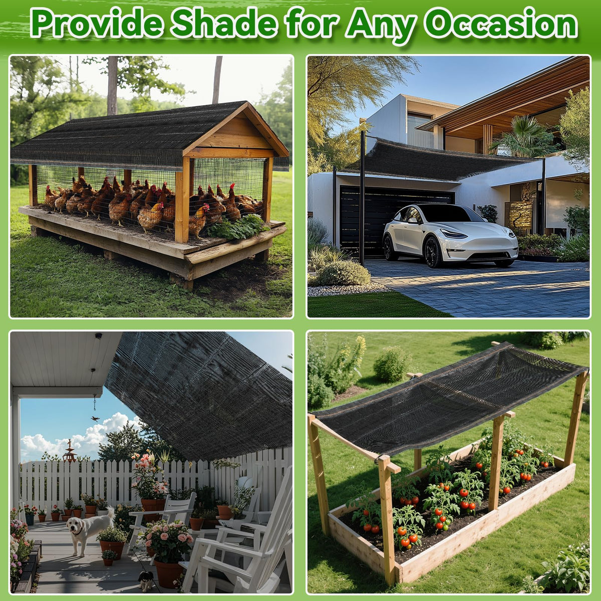 Bigmeta shade cloth covers raised beds for cooler, healthier roots.