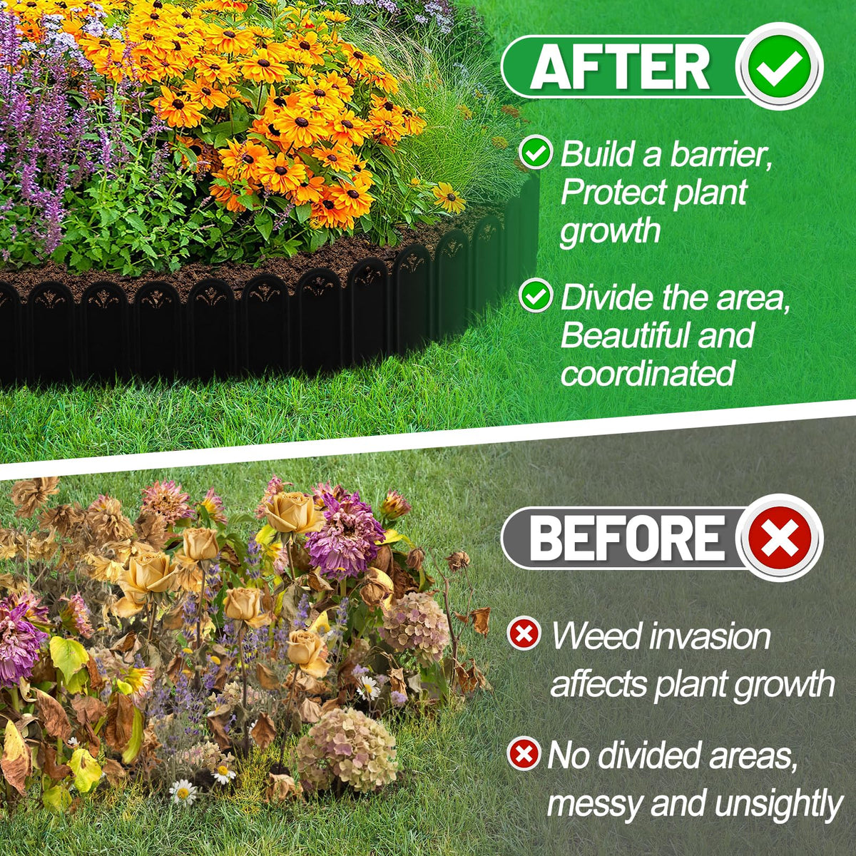 Bigmeta easy-install border with spikes simplifies quick edging projects.