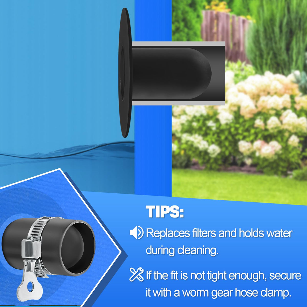 Bigmeta pool wall hole seal demonstrating tight fit to prevent leaks.