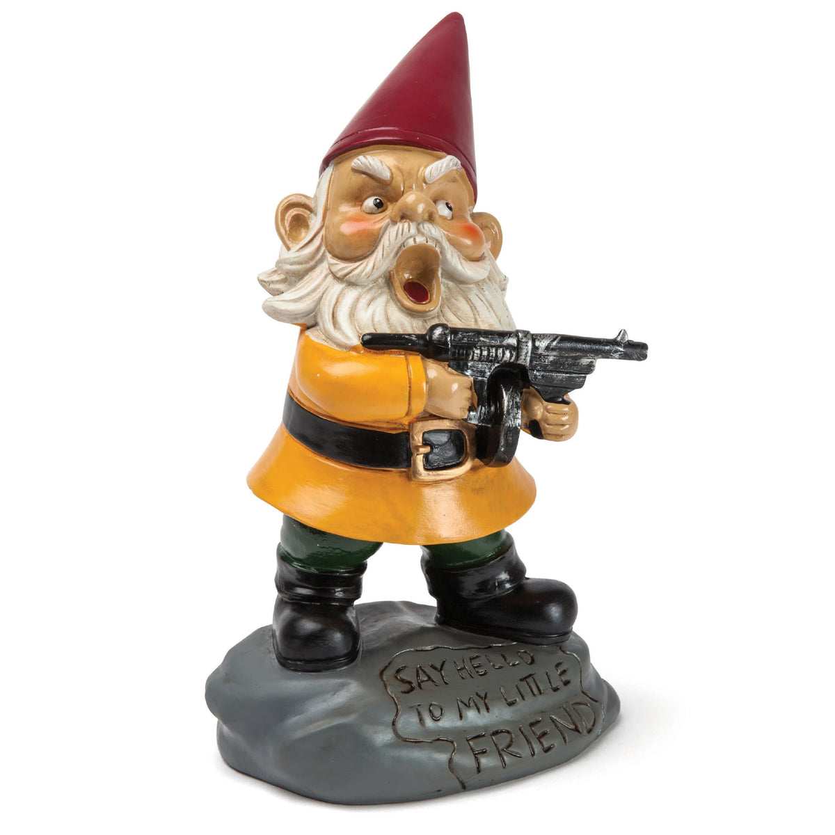 BigMouth Inc angry little garden gnome statue for outdoor yard display and conversation starter