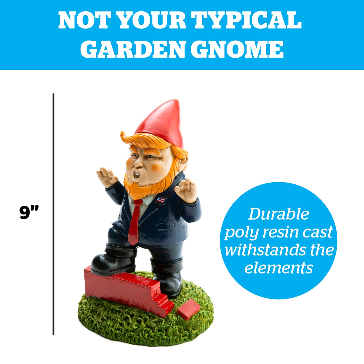 BigMouth Inc hand-painted gnome with vivid details brightens porches, shelves, or patios