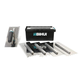 Bihui 8-piece tile trowel set with storage box for organized on-site use.