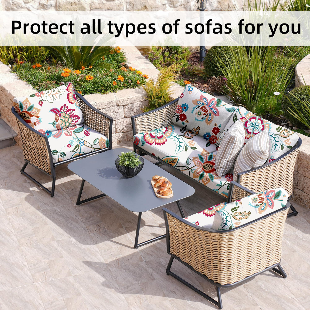 BIETYONE outdoor cushion covers protect sofa from wear and pet scratches in outdoor spaces.