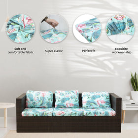BIETYONE outdoor patio cushion covers on a sofa demonstrating weather-ready styling