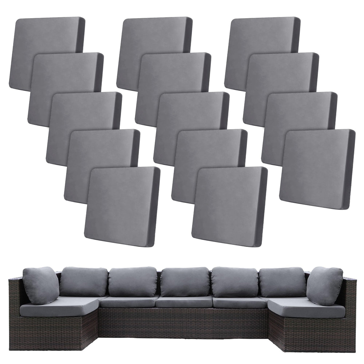 BIETYONE 14Pcs stretch cushion covers in grey packaging content for easy sofa refresh