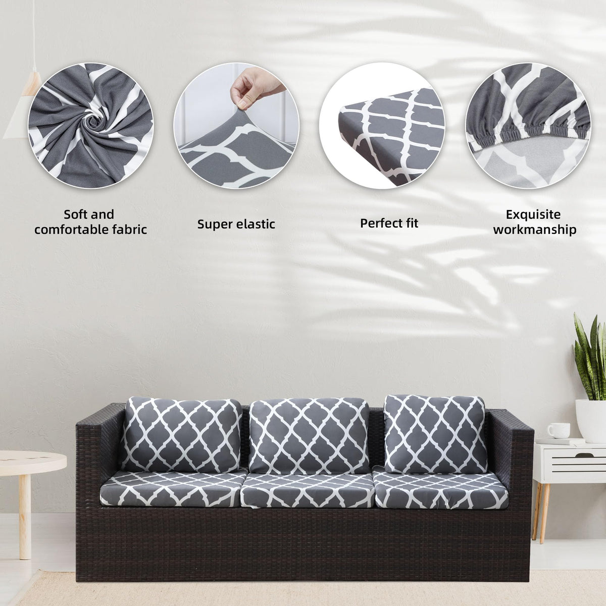 BIETYONE soft elastic cushion cover hugs cushions of various shapes.