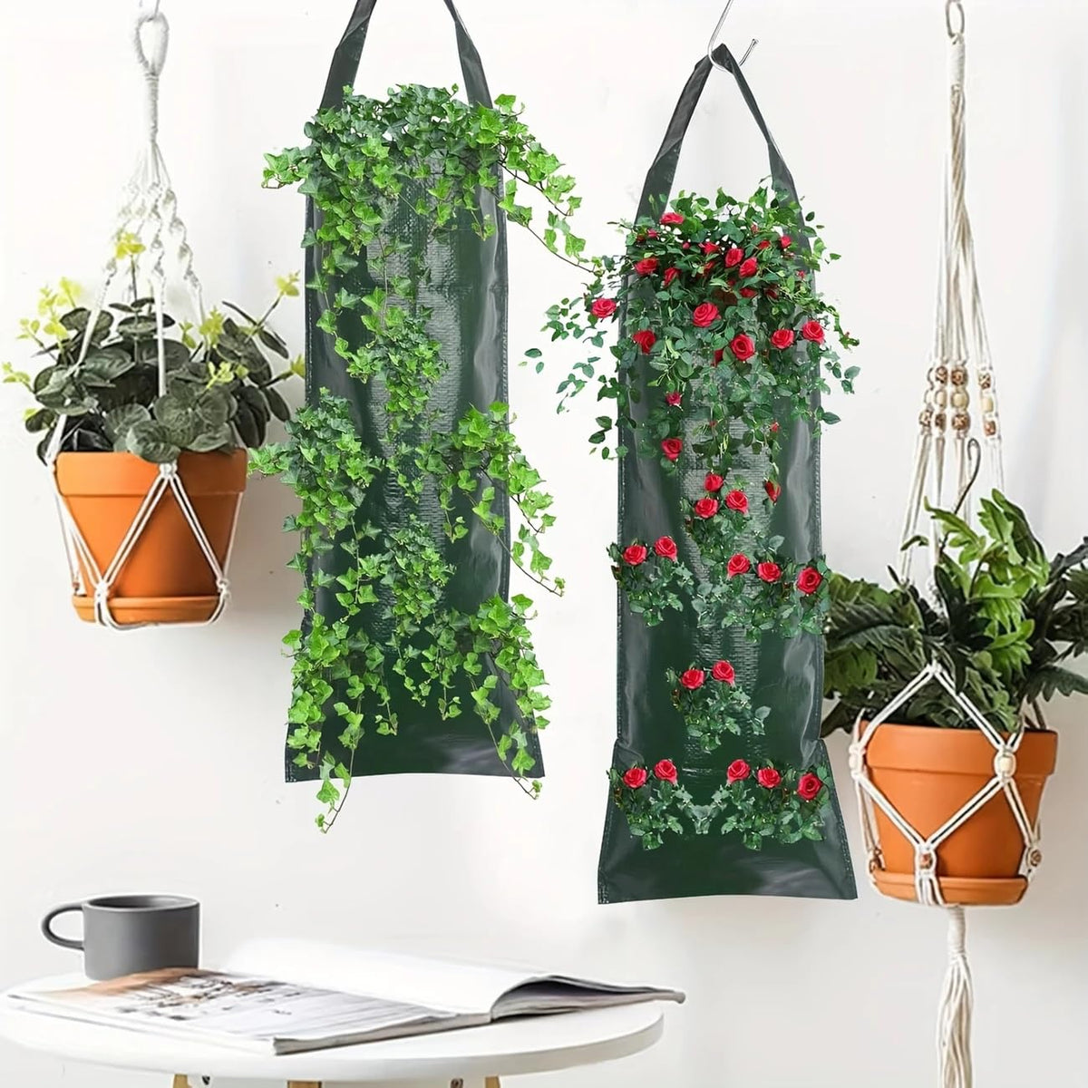 BIJOKETTEN hanging planters ready for summer harvest of berries and greens