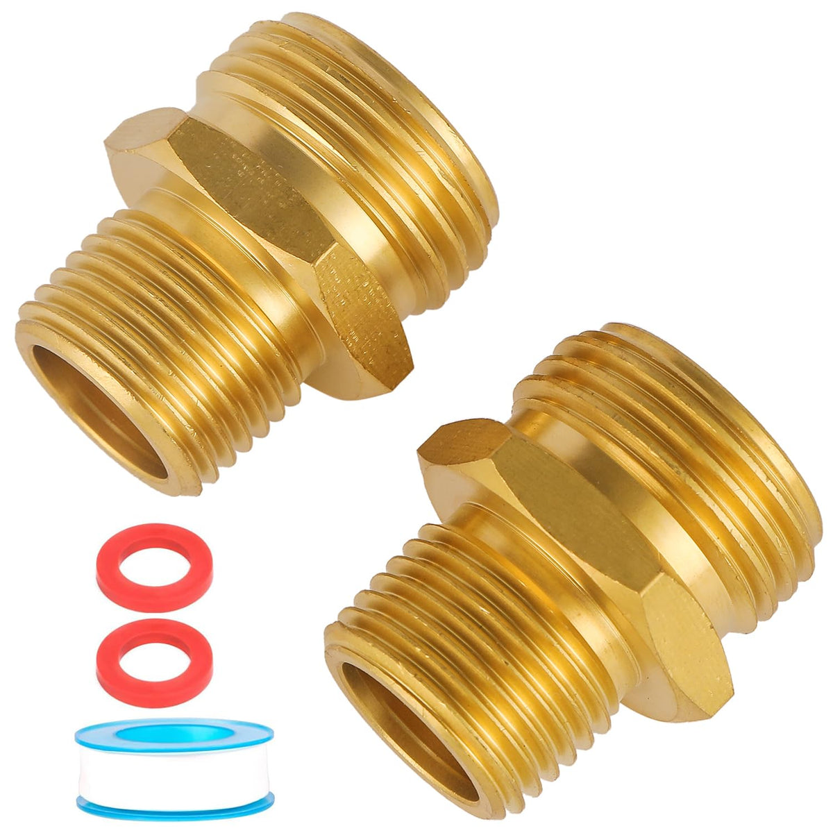 BILAL brass garden hose adapter in a two-pack for durable connections.