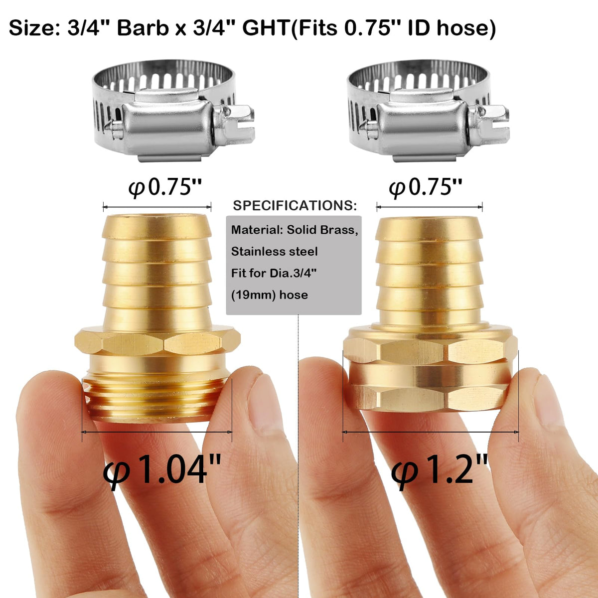BILAL brass hose repair kit with 3/4 barb male connector for secure seal