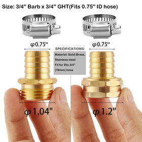 BILAL brass hose repair kit with 3/4 barb male connector for secure seal