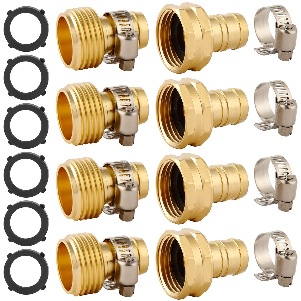 Bilal brass hose repair kit connectors close-up: 3/4 GHT female ends for secure fixes