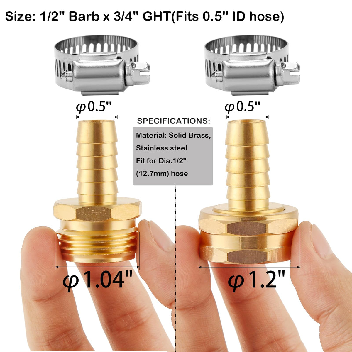 BILAL brass hose connectors close-up showing robust clamps for secure repairs.