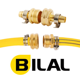 BILAL hose repair kit packaging shows 4-set kit for DIY garden maintenance.
