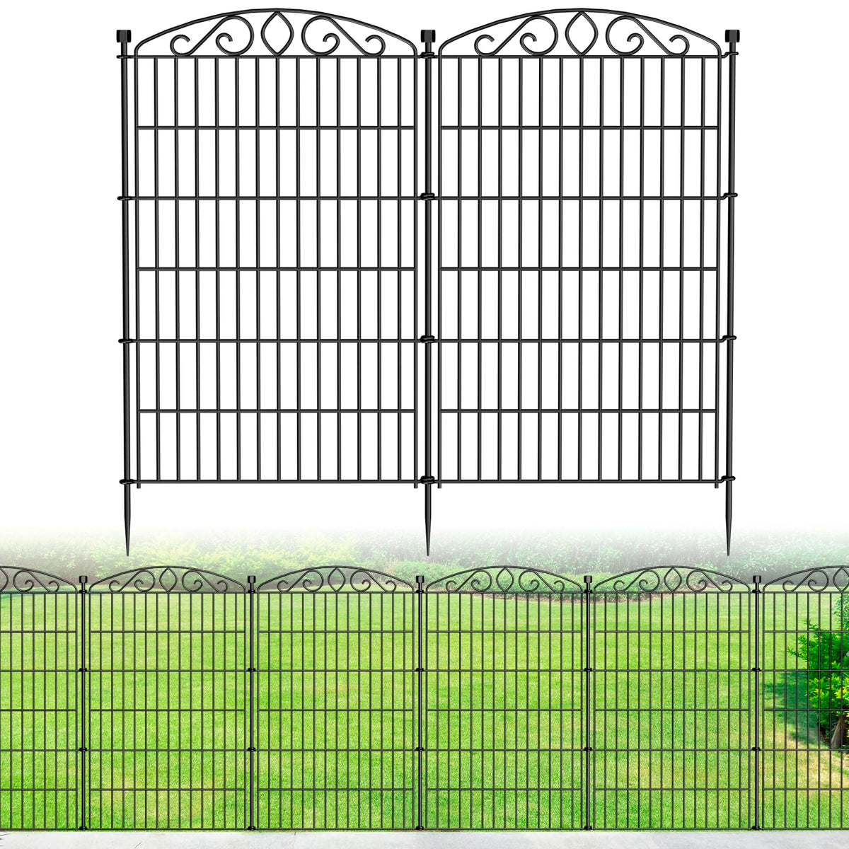 Bilibompa decorative garden fence six-panel, 42" high, defines borders and helps deter small animals in yards.