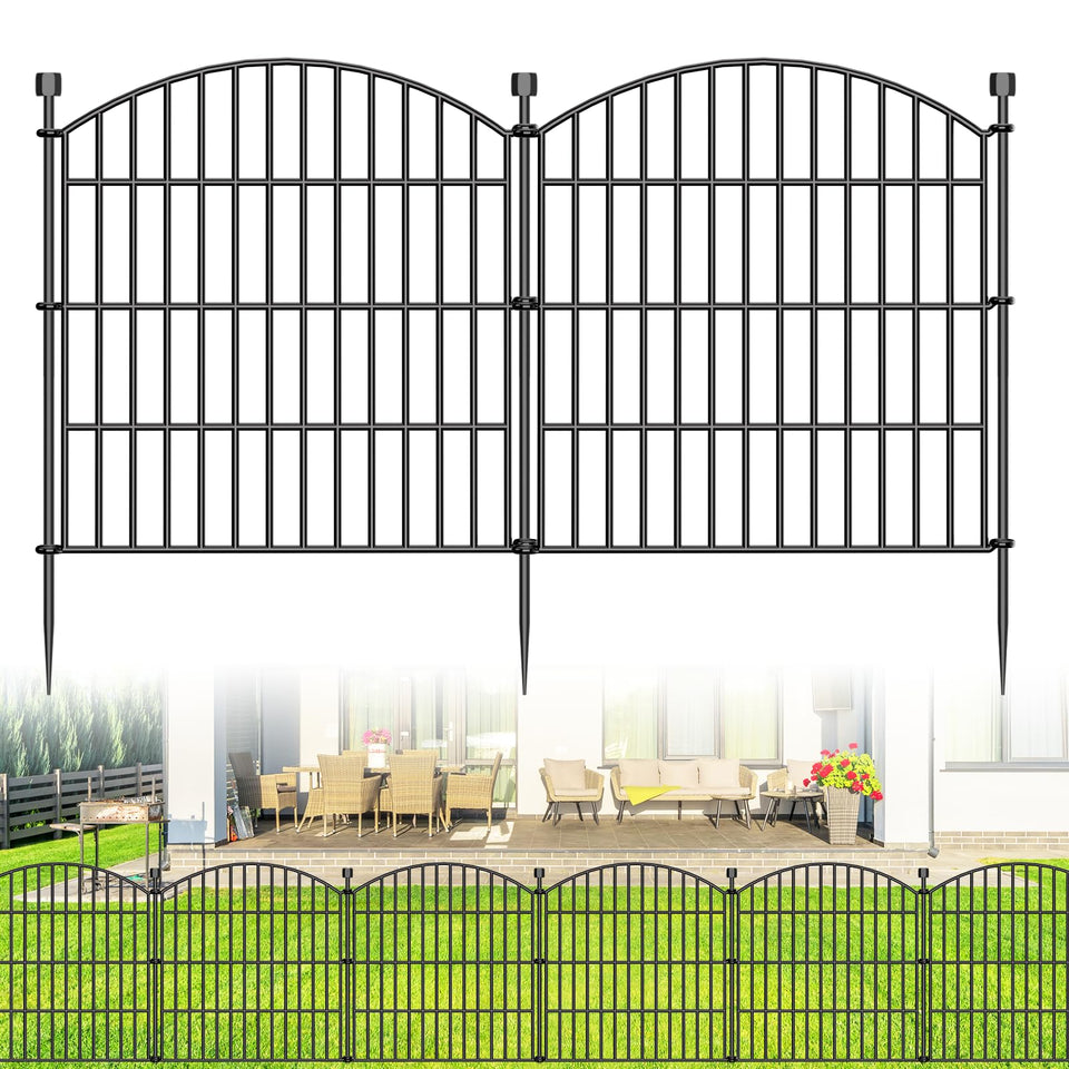 Bilibompa No Dig Fence panel setup protects flower beds from rabbits.