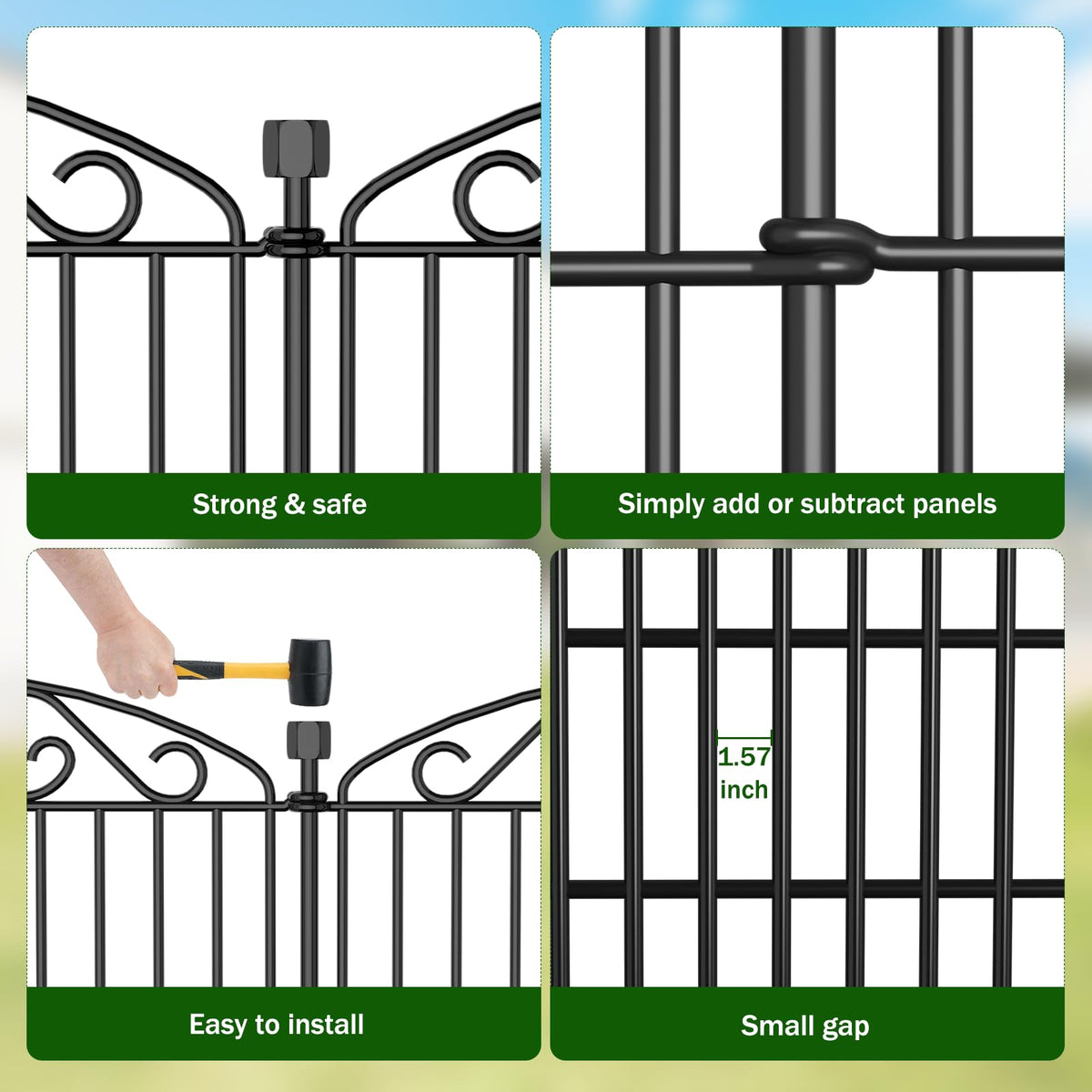 Bilibompa tall garden fence adds decorative elegance while protecting pathways and beds.