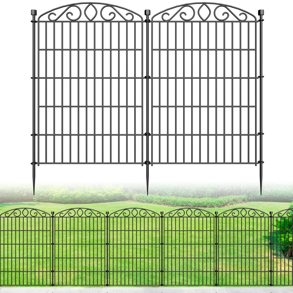 Bilibompa 12-panel fence assembly protecting garden beds with a tall, stable perimeter
