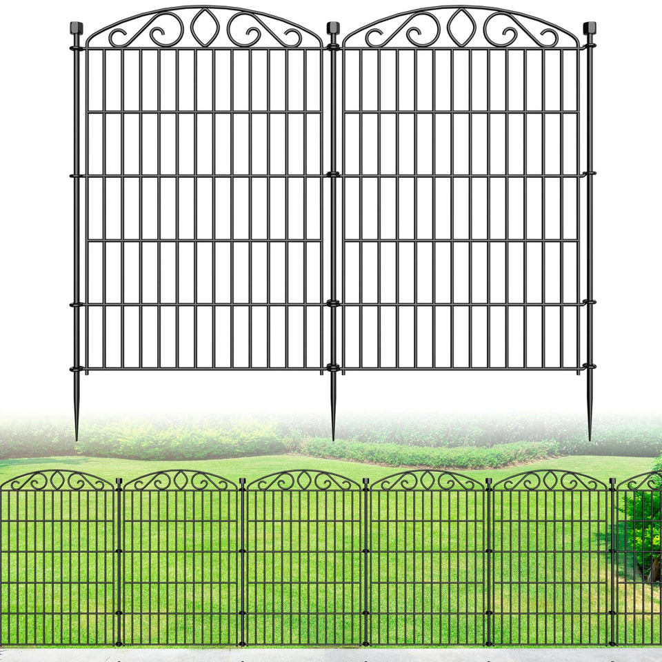 Bilibompa 12-panel fence assembly protecting garden beds with a tall, stable perimeter