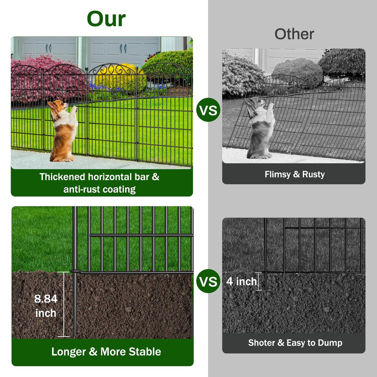 Bilibompa rustproof finish on metal fence resisting weathering
