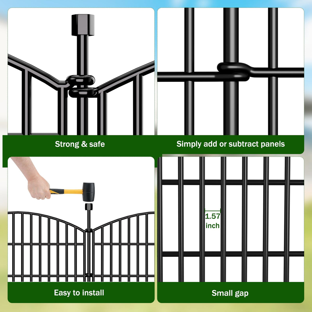 Bilibompa Rustproof metal garden fence withstands weather.