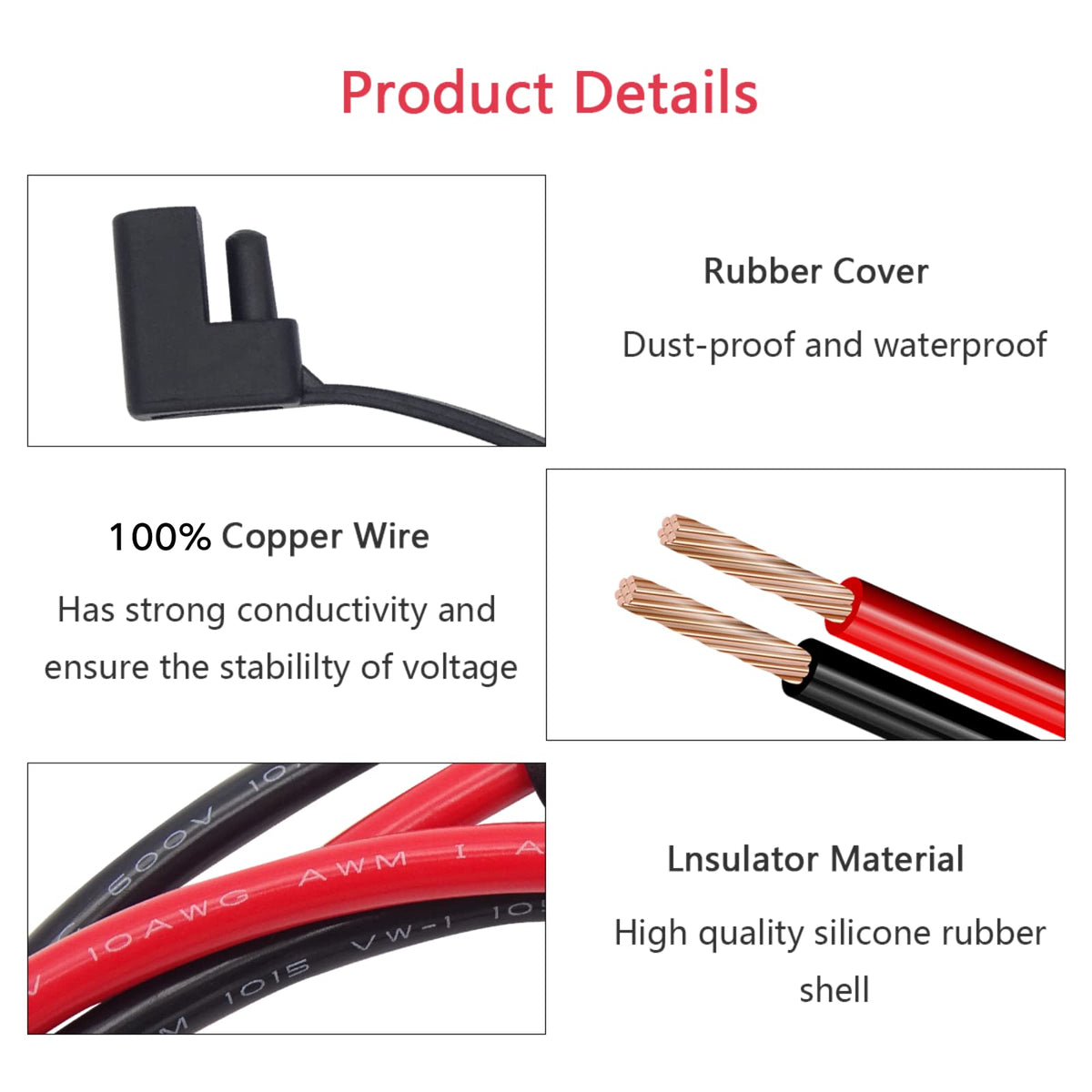 Billion Wealth waterproof dust cap protects SAE connectors from rain and dust.