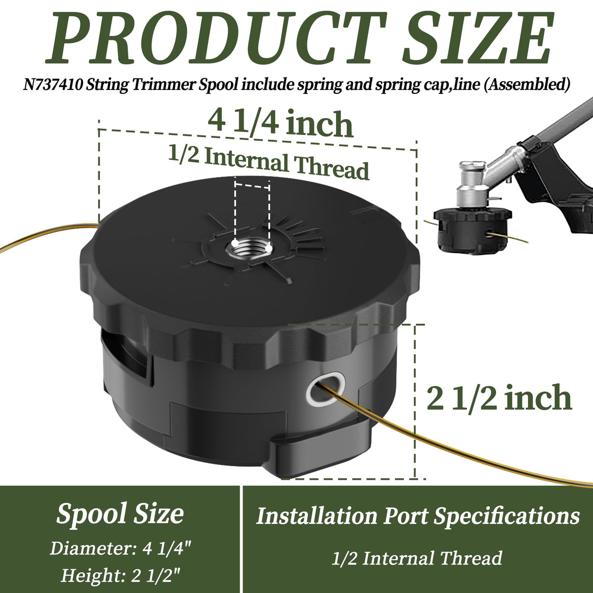 BiLLNE N737410 pre-spooled line 0.080 inch, ready to cut.