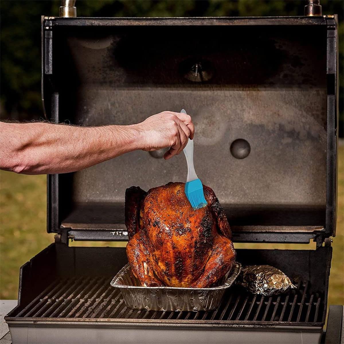 BINHAI bbq basting brush two-row bristles spread liquids evenly.
