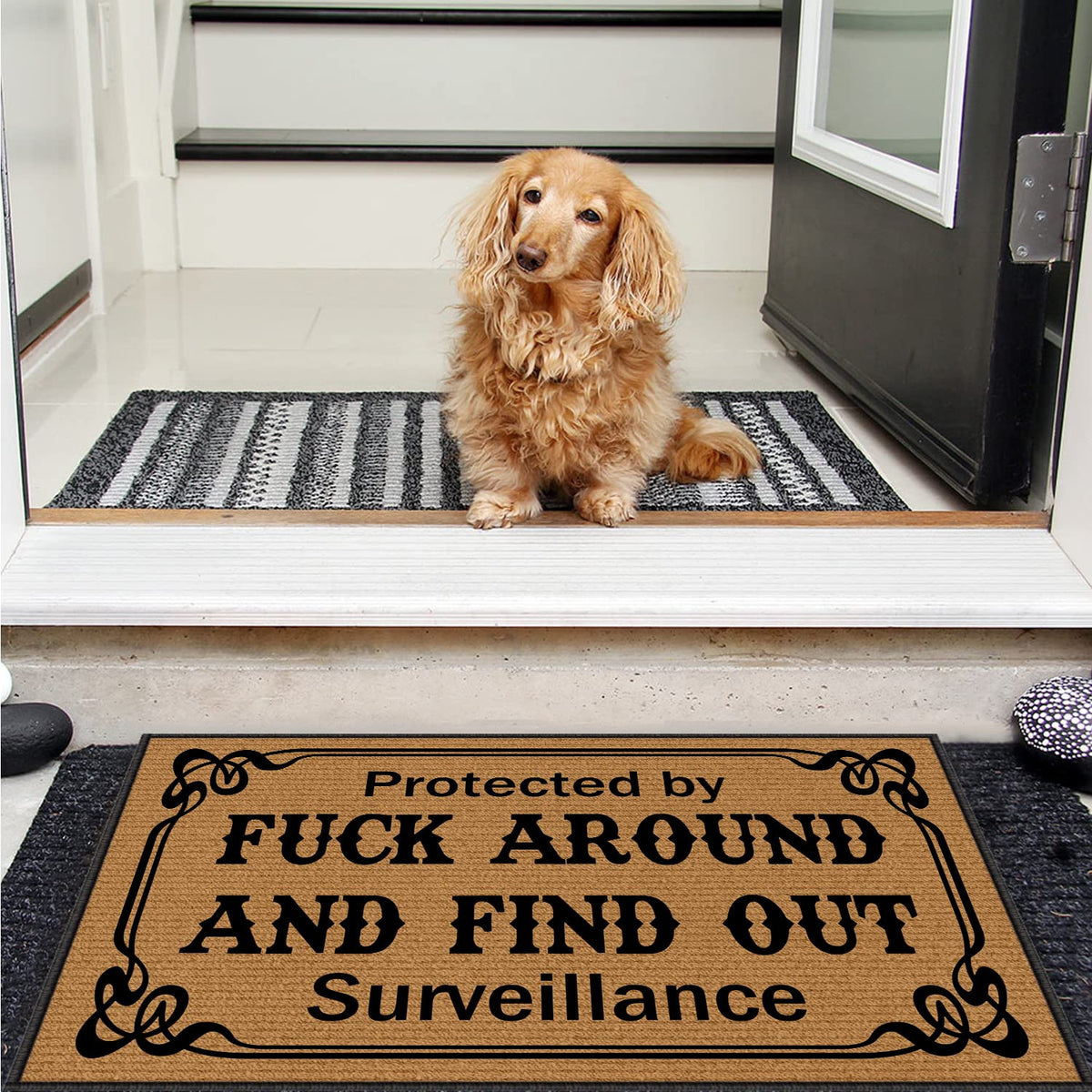 BinHang funny doormat design adds character while catching debris.