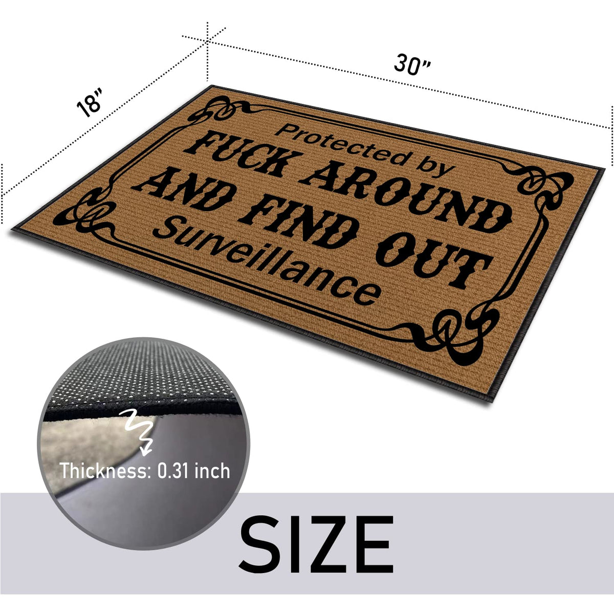 BinHang rubber backing provides non-slip grip on smooth floors.