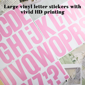 BINLINHONGO 102 large pink vinyl letters, three full alphabets across nine sheets