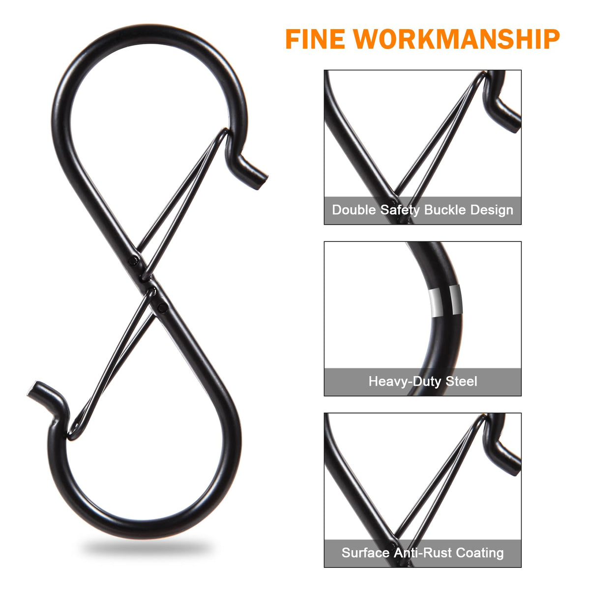 BINNIKY S hooks securing an outdoor plant basket.