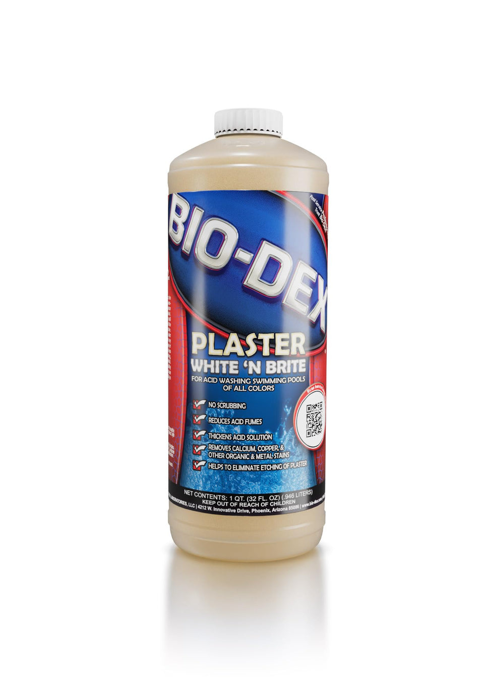 Bio-Dex Plaster White N Bright helps plaster pool walls look renewed by removing stains.