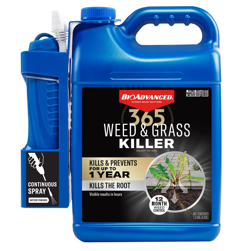 BioAdvanced 365 Weed Killer bottle close-up showing quick results
