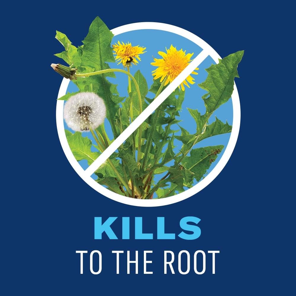 BioAdvanced formula demonstrating control of over 200 weeds like dandelion and clover.