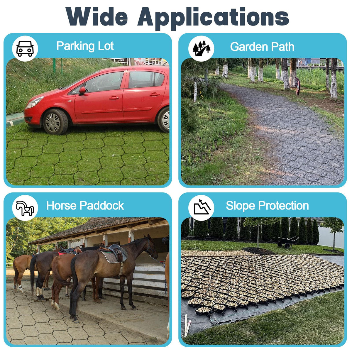 BIOBUBANA Gravel Grid fill options support gravel, soil, or grass.