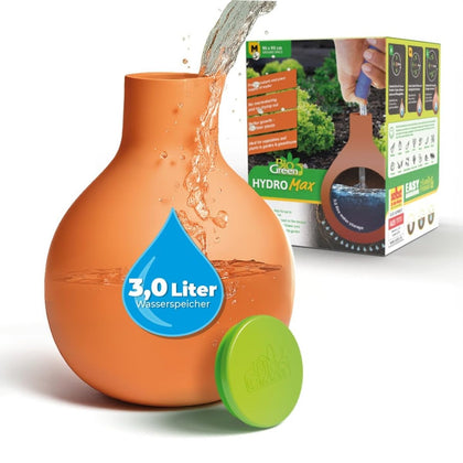 Bio Green Hydro Max M self-watering system delivering steady irrigation to garden plants.
