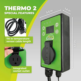 BioGreen Thermo2 control panel closeup illustrating simple settings for seasonal climate