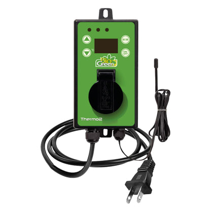 BioGreen Thermo2 thermostat front display shows precise readings for greenhouse control