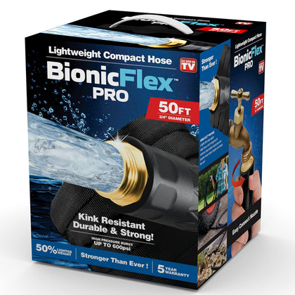 Bionic Flex Pro 50ft hose coiled for easy storage and quick setup.