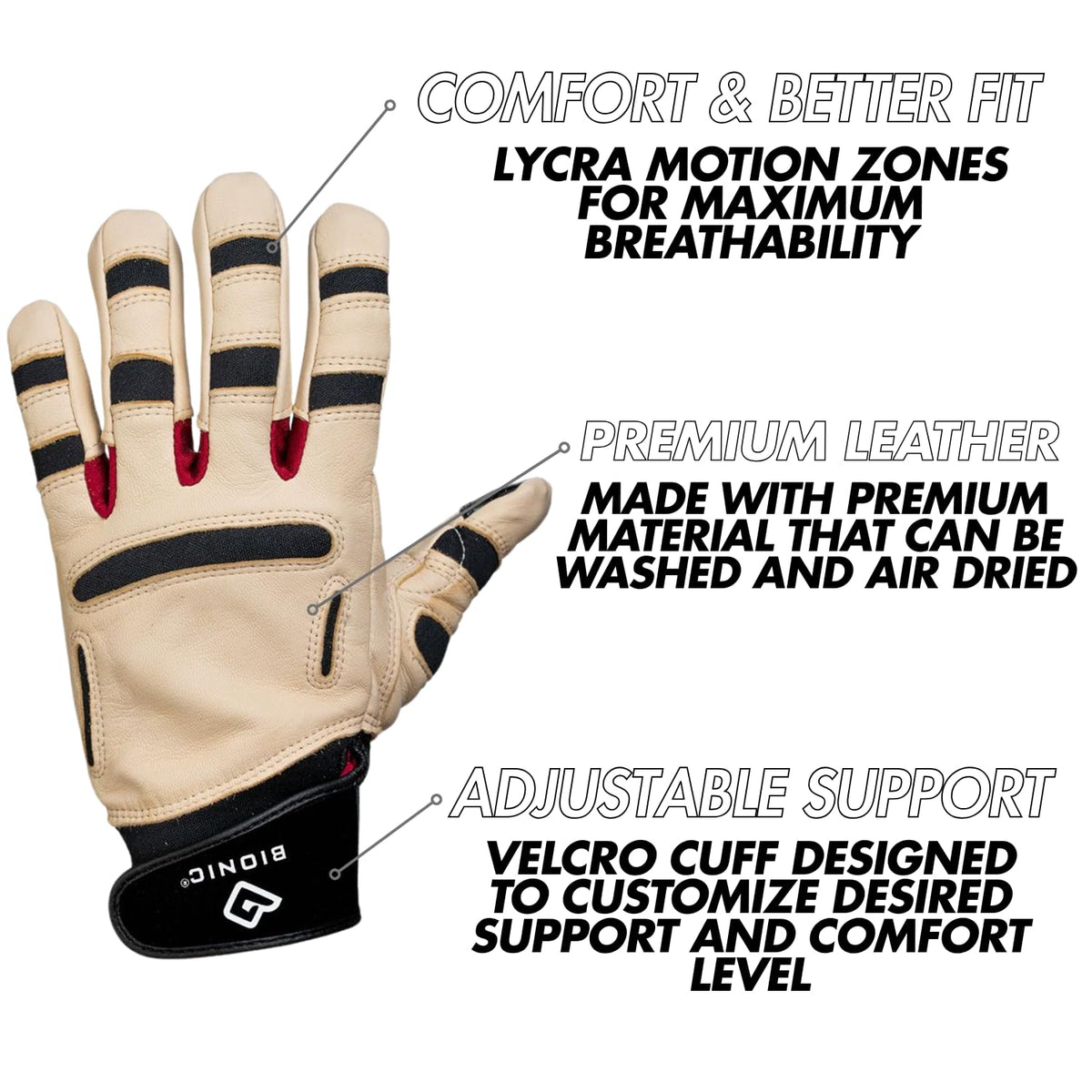 Bionic Women's ReliefGrip glove showing wrist-support for extended tasks