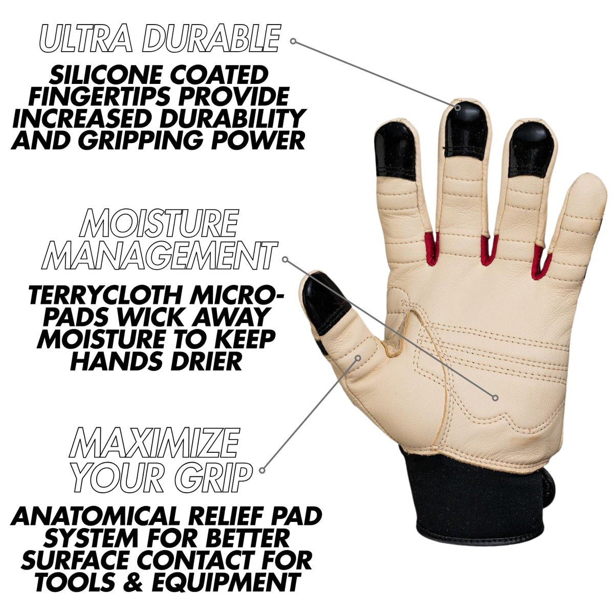 Bionic Women's ReliefGrip with silicone-tipped fingertips for durable grip