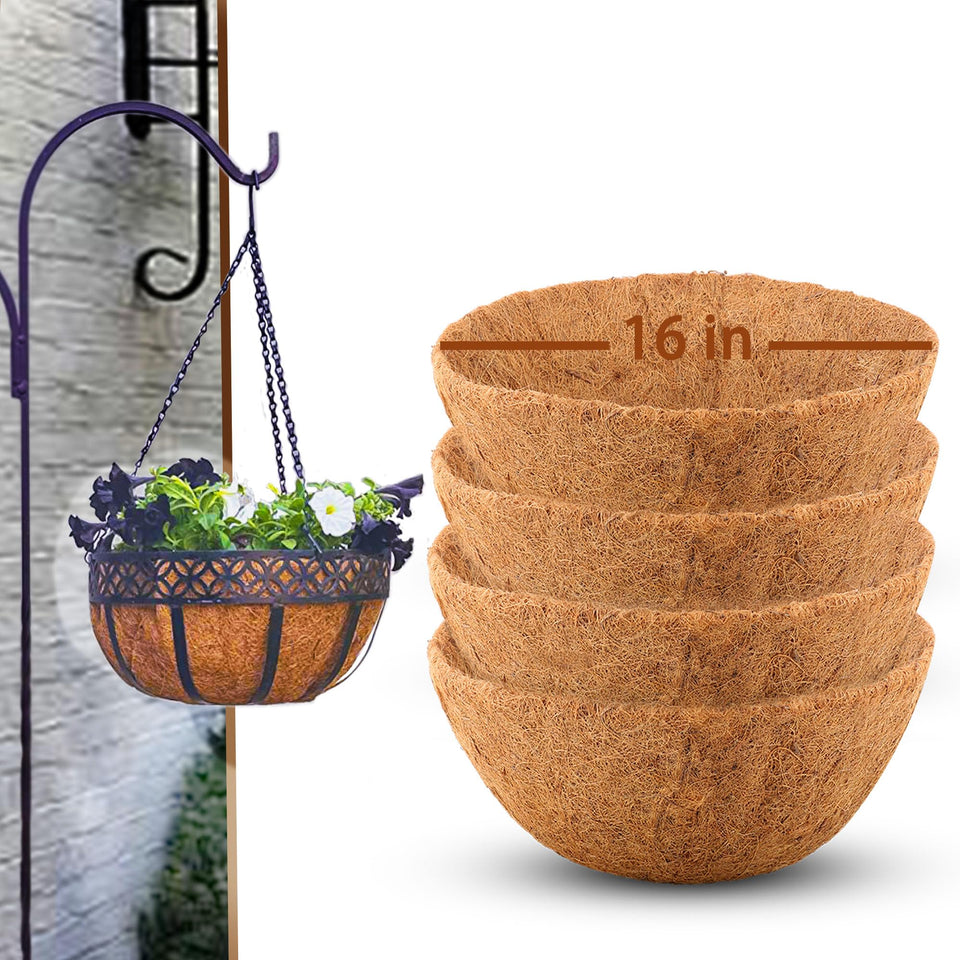 Biotolot 16-inch round coconut liner for hanging baskets with balanced moisture