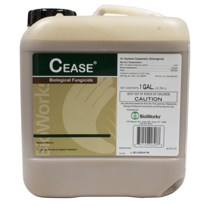 BioWorks Cease foliar disease control bottle provides broad-spectrum protection for ornamentals and greenhouse crops.